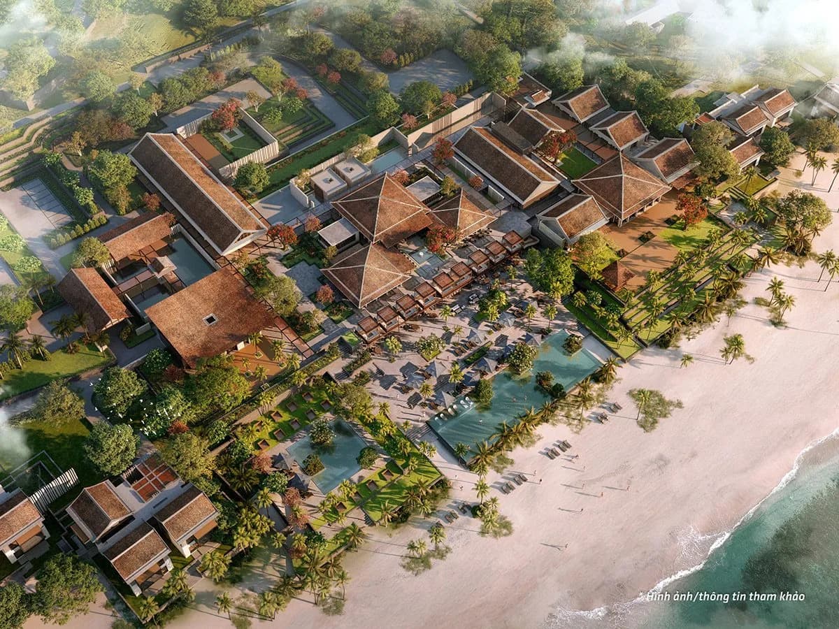 Phối cảnh Village Centre của khu nghỉ dưỡng nhìn từ trên cao